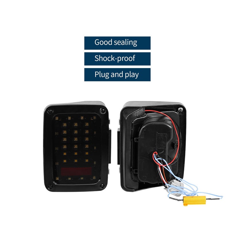 V8 GOD JK Wrangler Smoke Tail Lights Assembly w/Brake Light & Turn Signal Reverse Lamp for 2007-2018 Jeep Wrangler JK & Unlimited - Image 5
